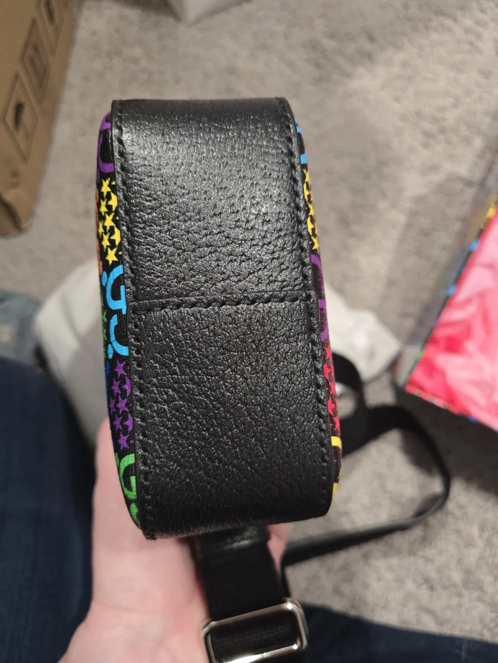 Gucci Multicolor GG Psychedelic Mini Messenger Bag with Black Trim